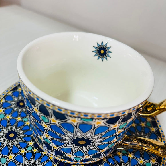 Taza + plato luxury azul