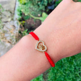 Pulsera Tejida Roja Silueta Corazón