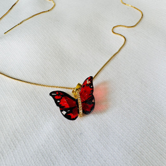 Collar mariposa transformación rojo